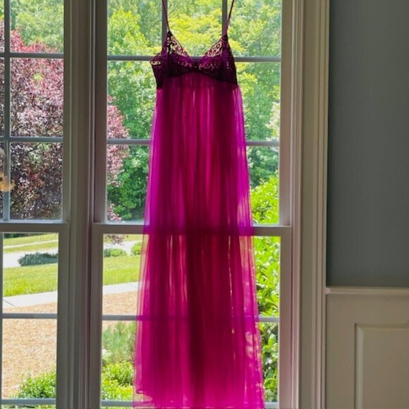 Lily of France Rosa Puleo-Szule 70's Sheer Chiffon Lingerie Slip Dress Medium - Picture 2 of 14